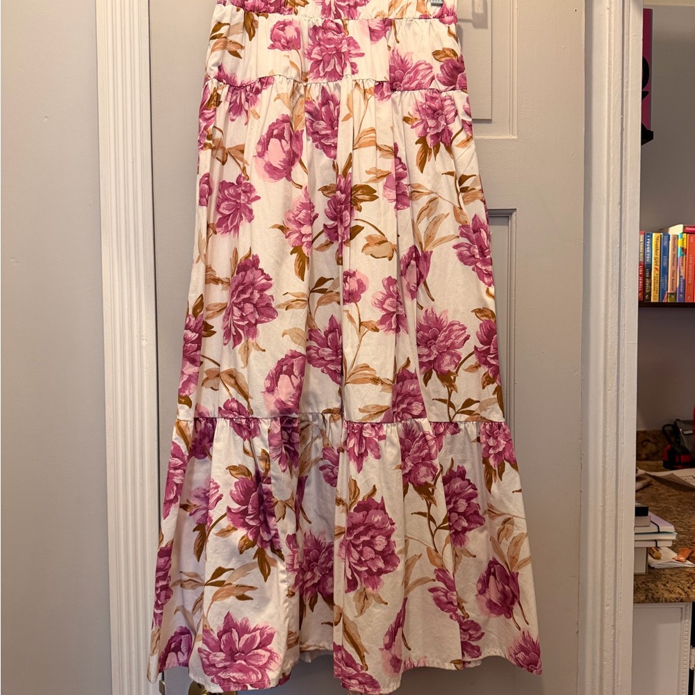 Abercrombie & Fitch Floral Maxi Skirt - Pink and Cream